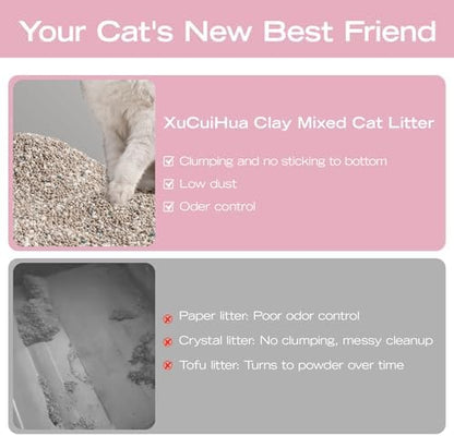 XuCuiHua Bentonite Mix Cat Litter, Strong Clumping Litter, Odor Control, Easy Scooping, Clumps Lift Cleanly, Low Dust, Corn & Cassava Litter, 5.5 LB x 3 Bags - Image 6