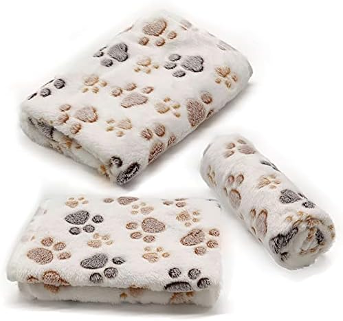 SORKUT 1 Pack 3 Puppy Dog Blankets Super Soft Warm Sleep Mat Fluffy Premium Fleece Pet Blanket Flannel Throw for Dog Puppy Cat - Paw Print Beige/Pink/Brown Small(23"x15") - Image 6