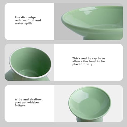 Ceramic Elevated Cat Food Bowls,6.2" Wide,2-Pack,Green - Image 5