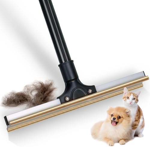 Carpet Rake for Pet Hair Removal, Reusable Dog Hair Remover with 47" Handle, Pet Hair Removal Tool with Innovative Metal Edge Design for Carpets, Rugs, Stairs, Pet Tower & Hard-to-Reach Places by Eyyao