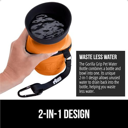 GORILLA GRIP Portable Dog Water Bottle, Food Grade Silicone, 16oz Orange - Image 3