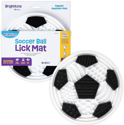 Brightkins Soccer Ball Lick Mat - Mental Stimulation for Dogs, Feeding Treat Mats for Dogs and Cats, Enrichment Dog Food Mat, Puppy Training Tools, Cat Feeder Toy, Dog Toys Boredom, Slow Pet Feeder by Brightkins