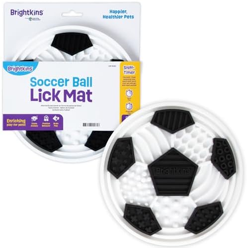 Brightkins Soccer Ball Lick Mat - Mental Stimulation for Dogs, Feeding Treat Mats for Dogs and Cats, Enrichment Dog Food Mat, Puppy Training Tools, Cat Feeder Toy, Dog Toys Boredom, Slow Pet Feeder by Brightkins