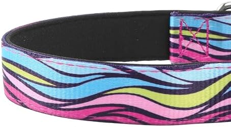 Reflective Dog Collar, Adjustable Neoprene Padded,Colorful Wave Pattern,L - Image 5