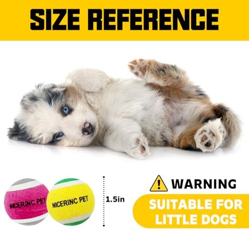 HOCTRAKA, NICERINC PET X-Small Dog Tennis Balls Dog Toys Ball 1.5" Pack of 12, Fit Ball Launchers - Image 2