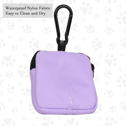 Dog Treat Pouch Pocket Sized Pet Puppy Training Pouch for Dog Training Behavior Aids, Waterproof Nylon Fabric Dog Poop Bag Holder, Hands Free Dog Walking Bag with Metal Carabiner (Violet) - Image 5