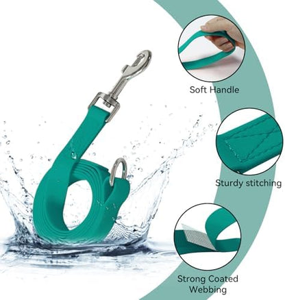 Waterproof Dog Leash, 5/6 FT Durable Odor-Proof Dog Leashes with Strong Metal Hooks Fits Small Medium or Large Dogs (Emerald Green, 5FT - 3/4 inch Width) - Image 2