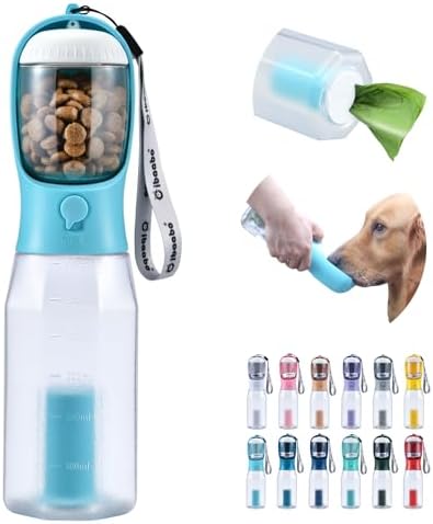 Cibaabo Dog Water Bottle with Food Container & Poop Bag Holder & Filter by Cibaabo