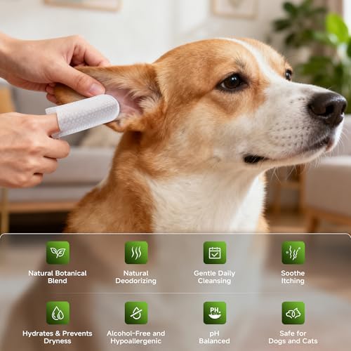 Dog Ear Cleaner Wipes for Dogs & Cats, Large Finger Ear Cleaner Pads, Natural Pet Ear Wipes for Wax Removal & Fresh Care, 50 Ct - Image 6