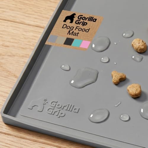 GORILLA GRIP Waterproof Dog Food Mat, Pet Feeding Placemat, 28x18 Gray by GorillaGrip
