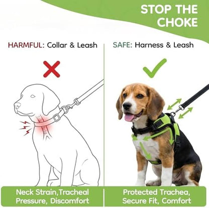 No Pull Reflective Adjustable Dog Harness with Handle- Comfortable Soft All Weather Mesh, Easy On Puppy Harness for Small Medium and Large Dogs (Green) Large - Image 5