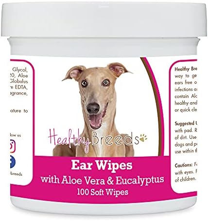 Healthy Breeds Italian Greyhound Ear Cleaning Wipes with Aloe & Eucalyptus for Dogs 100 Count by HealthyBreeds