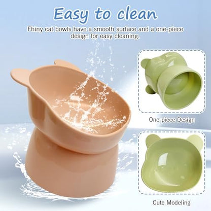Fhiny 4 Pcs Elevated Raised Cat Bowls, Removable Cats Bowl Tilted Kitten Food and Water Bowl Set Cute Plastic Puppy Food Dishes Pet Feeder for Cats and Small Dogs-Bear - Image 5