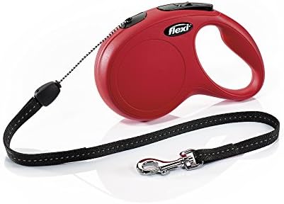 FLEXI New Classic Cord Retractable Dog Leash for Small Dogs up to 26 lbs. – 26 ft., Red | Tangle-Free Pet Walking Leash with One-Handed Brake, Pause, Lock | German Quality Product by Flexi