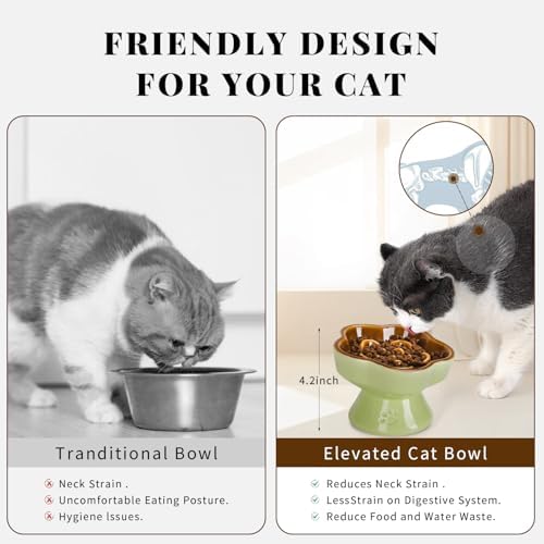 S&Q's CERAMICS Raised Slow Feeder Cat Bowl, Ceramic Elevated Cute Pet Food Bowl Small Dogs Slow Feeder, Flower Shaped Cute Cat Dish for Dry and Wet Food (Brown, 5.8") - Image 5