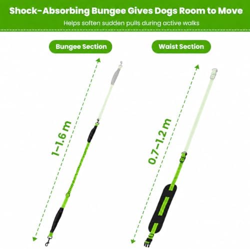 Hands Free Dog Leash, Adjustable Waist Belt 27-51", 2 Reflective Padded Handles, Comfortable Shock Absorbing Bungee, for Small Medium Large Dogs, Walking Jogging Running - Image 7