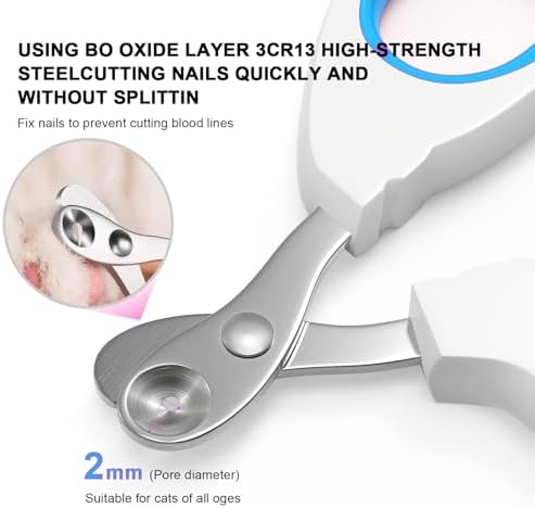 Aogeili Cat Nail Clippers - Stainless Steel, Non-Slip, Safe for Small Pets - Image 3