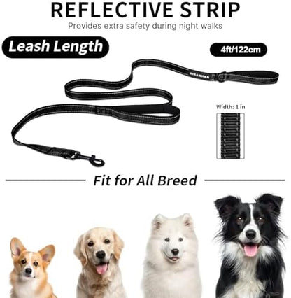Reflective Dog Leash with Double Handle, Dog Leash 4 FT Long, Supports Medium and Large Dogs, Heavy Duty for Walking, Running, and Training, Black - Image 5
