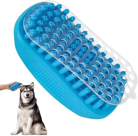 Dog Grooming Brush, Premium Soft Silicone Pet Bath Brushes, Rubber Massage Shampoo Soothing Comb Scrubber for Wet Dry Long Short Haired Dogs & Cats Massaging, Deshedding Shower by Brillirare