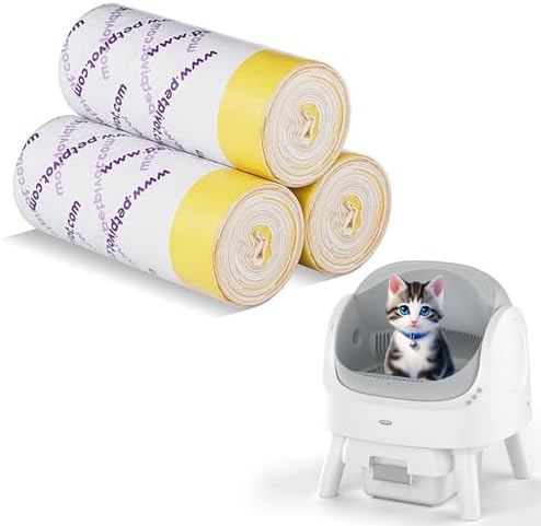 60 Count Litter Box Liners Bags,Compatible with Autoscooper 11 Open-Top Automatic Litter Box,3 Rolls Drawstring Trash Bags,23.62 x 11.81 Inches（3 Packs/60 Counts） by teweoa