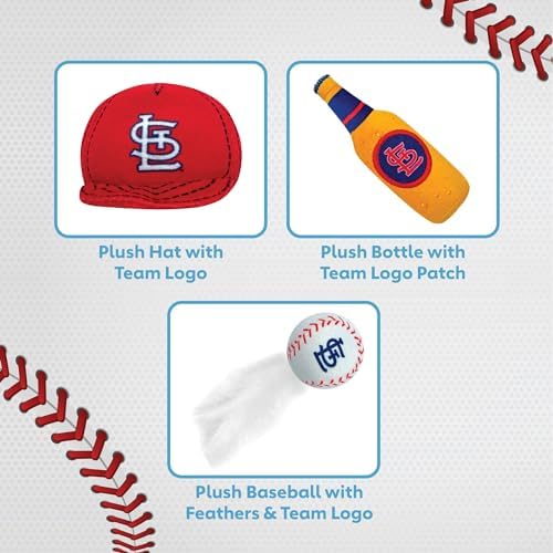 BEST PLUSH CAT TOY MLB ST LOUIS CARDINALS Complete Set of 3 piece Cat Toys filled with Fresh Catnip. Incl: 1 Baseball Cap Cat Toy, 1 Baseball Cat Toy with Feathers & 1 Beer Bottle. Beautiful Team LOGO - Image 7
