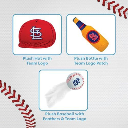 BEST PLUSH CAT TOY MLB ST LOUIS CARDINALS Complete Set of 3 piece Cat Toys filled with Fresh Catnip. Incl: 1 Baseball Cap Cat Toy, 1 Baseball Cat Toy with Feathers & 1 Beer Bottle. Beautiful Team LOGO - Image 7