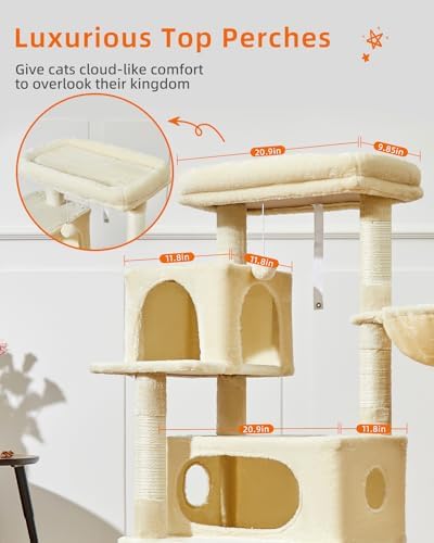 Taoqimiao Cat Tree, 49In Cat Tower for Indoor Cats Large Adult - Image 7