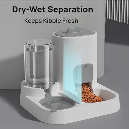 Automatic Cat Feeder and Water Dispenser Set, 2-in-1 Gravity Food Bowl Station for Small Medium Cats Dogs Puppy Kitten Rabbits, Auto Feeding Supplies - Image 3