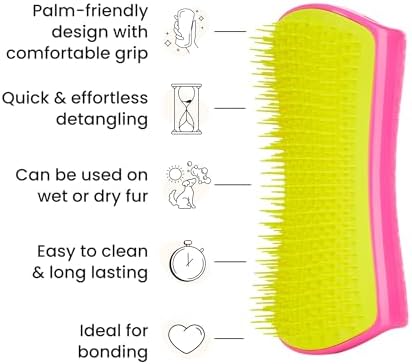 Pet Teezer Detangling Dog Brush for Long Hair Breeds, Large, Pink & Yellow - Image 4