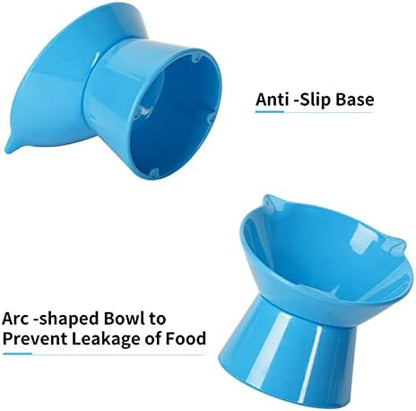 Detachable Elevated Cat Bowls, 15° Tilted Raised Cat Food Bowl Anti-Vomiting,Whisker Friendly, Adjustable Large Cat Dishes Extra Wide for Protecting Spine, Adult Kitten (Blue) - Image 6
