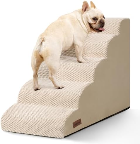 Aodisman Dog Stairs for High Beds,5 Step Pet Ramp for Dogs and Cats,22.4" H by AODISMAN