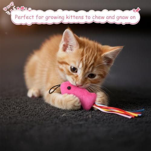5 Pcs Cat Toys Rose Red Fish, Premium Cat Wand Toy Accessories with Ribbons Catnip Toys for Indoor Cats Exercise and Play - Image 4