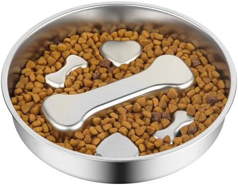 Novery Non-Slip Stainless Steel Slow Feeder Dog Bowl, 2-Cups by Unknown