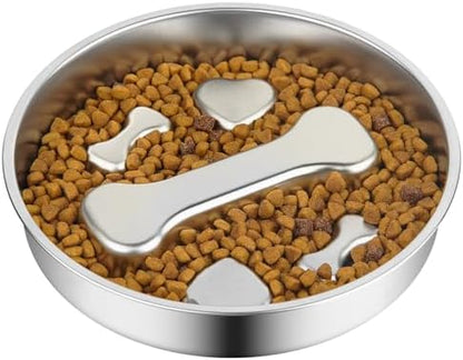 Novery Non-Slip Stainless Steel Slow Feeder Dog Bowl, 2-Cups by Unknown