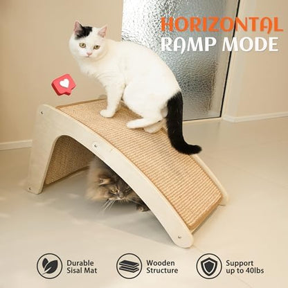 PETKARAY Cat Scratcher, Sisal Cat Scratch Pad, Curved Scratching Board for Indoor Kitty, Floor Mounted Scratcher with Mouse Toy Catnip - Image 5