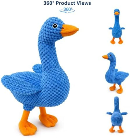 Blue Plush Duck Dog Toy, Stuffed Squeaky Toy with Crinkle Paper - Image 2