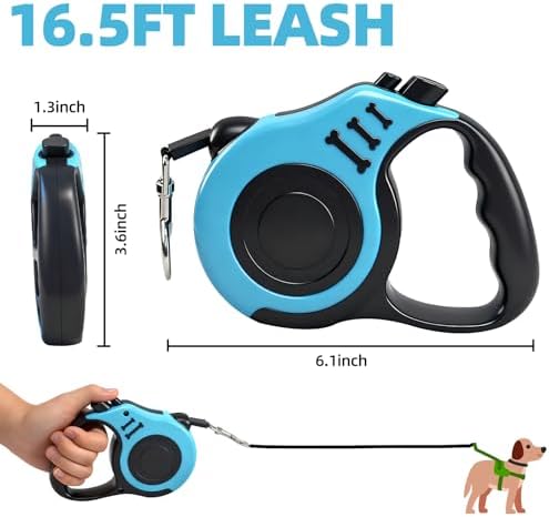 2 Pcs 16.5Ft Retractable Dog Leash,Up to 33 lbs,Blue and Pink - Image 2