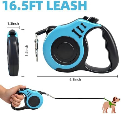2 Pcs 16.5Ft Retractable Dog Leash,Up to 33 lbs,Blue and Pink - Image 2