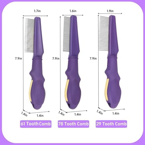 Temapex 3PCS Pet Comb for Grooming Long & Short Haired Cats & Dogs With Stainless Steel Metal Teeth for Removes Tangles & Flea, Non-Slip & Anti-Static Rubber Handle, Safe & Gentle - Image 6