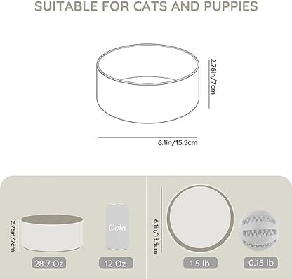 SPUNKYJUNKY 28.7OZ Ceramic Dog and Cat Bowl, Modern Cute Weighted Food Water Bowl for Replacement Grey (1 Pack) - Image 2