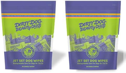 Individual Dog Wipes - QTY 2 Thick, Gentle, Biodegradable, Chemical Free, Alcohol Free, Soothing with Calendula and Aloe - (60 Count), Unscented 5 Stars - Soft yet Quality Organic Ingredients TWO PK by DirtyDogBeautyClub