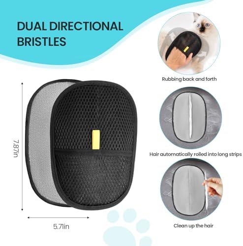 Carpet Rake for Pet Hair Removal, 2 in 1 TPU and Copper Rake Teeth, Adjustable Long Handle, Double-Sided Reusable Dog Cat Fur Remover with Hair Removal Glove, Pet Fur Rake for Rugs, Mats - Image 3