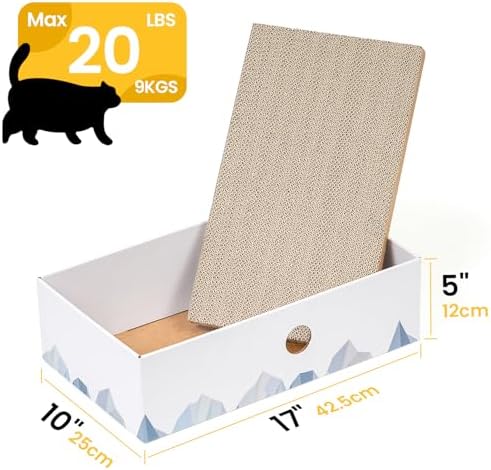 Conlun Cat Scratcher Box, Cardboard Pad, Bed for Indoor Cats, White - Image 4