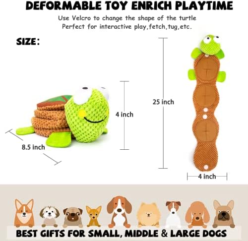 lilfrd Dog Puzzle Enrichment Toy, Squeaky Crinkle Plush Turtle Puppy Toy - Image 5