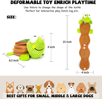 lilfrd Dog Puzzle Enrichment Toy, Squeaky Crinkle Plush Turtle Puppy Toy - Image 5