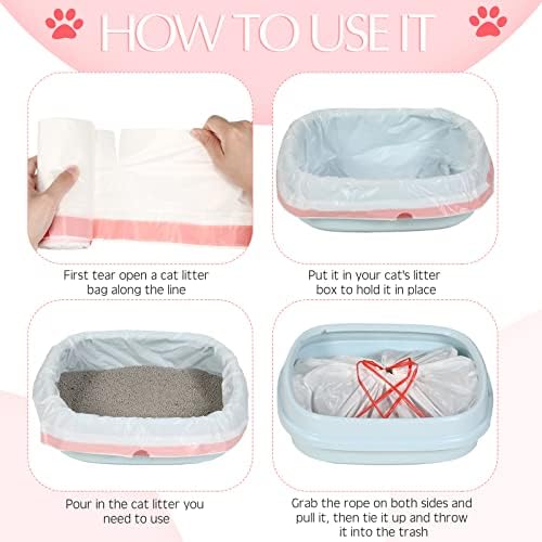 30 Count Cat Litter Box Liners Large Drawstring Cat Pan Bags Kitty Litter Box Liners XL Heavy Duty Liner Bags for Pets Cats Litter Box Tray, 36 x 18 Inch - Image 4