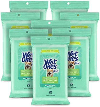Wet Ones for Pets Extra Gentle Dog Wipes, Witch Hazel Scent, 30 Count, 8-Pk by WetOnes