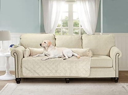 Brilliant Sunshine Beige Natural Velvet Dog Sofa Slipcover, Extra Large - Image 5