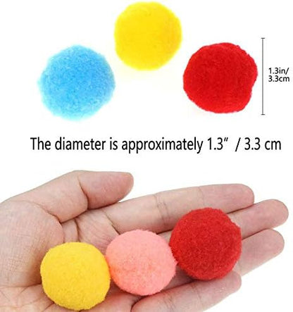 VOVIGGOL 30Pcs 1.3 Inch Cat Toy Balls Soft Kitten Pompom Toys Indoor Cats Interactive Playing Quiet Ball Cats Favorite Toy, Cat Pom Pom Balls for Craft DIY Creative Crafts Decorations (Assorted Color) - Image 3