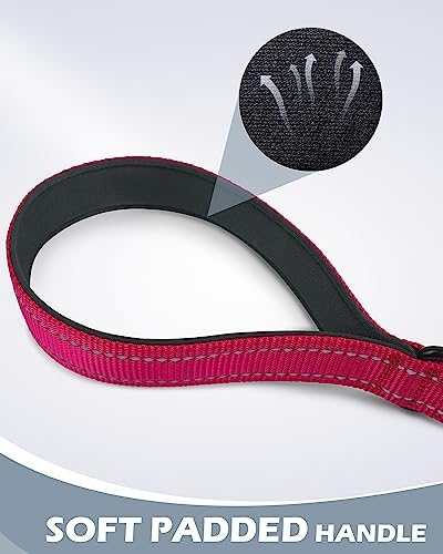 Joytale Short Dog Leash for Close Control & Training, 12", Hot Pink - Image 3